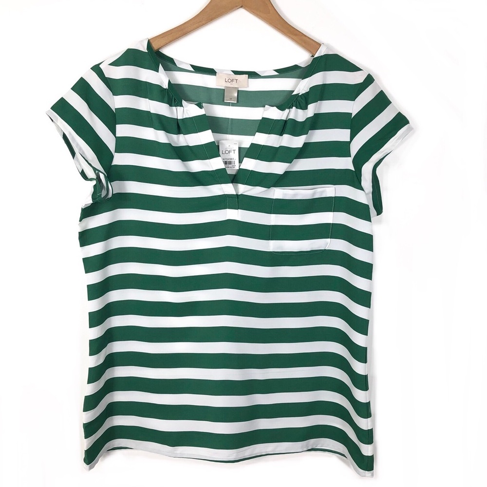 NWT LOFT Striped Top w/Cap Sleeves M